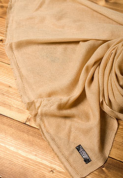 パシュミナ　カシミア100% 大判手織りストール - ベージュ - サブ5