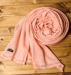 パシュミナ　カシミア100% 大判手織りストール - シェルピンク - サブ4