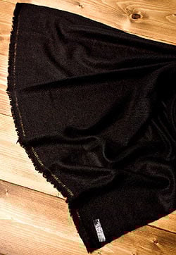 パシュミナ　カシミア100% 大判手織りストール - ブラック - サブ5