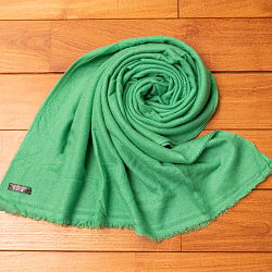 パシュミナ　カシミア100% 大判手織りストール - グリーンの個別写真