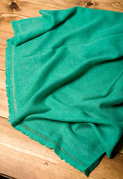 パシュミナ　カシミア100% 大判手織りストール - ターコイズ - サブ5