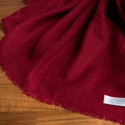 パシュミナ　カシミア100% 大判手織りストール - えんじ色 - サブ5
