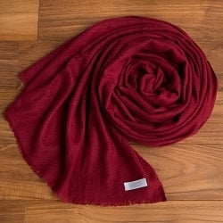 パシュミナ　カシミア100% 大判手織りストール - えんじ色の商品写真