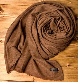 パシュミナ　カシミア100% 大判手織りストール - ブラウン - サブ4