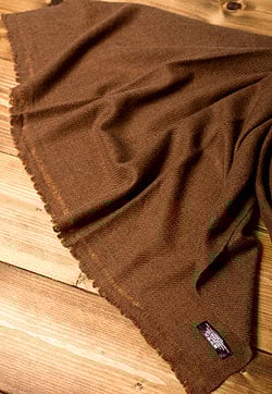 パシュミナ　カシミア100% 大判手織りストール - ブラウン - サブ5