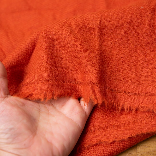 パシュミナ　カシミア100% 大判手織りストール - オレンジ 6 - 手作りだからこその、機械では作れない一品です。