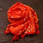 インドの絞り染めドゥパッタ - オレンジの商品写真