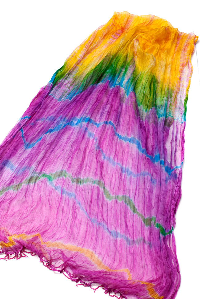 インドの薄ショール クリンクル タイダイドゥパッタ - ピンクの写真