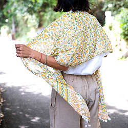 軽やかな肌触り ウッドブロックのコットンショール - サブ2