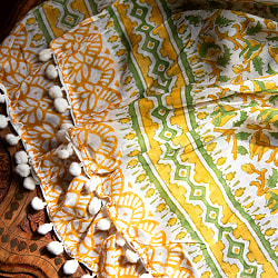 軽やかな肌触り ウッドブロックのコットンショール - サブ5