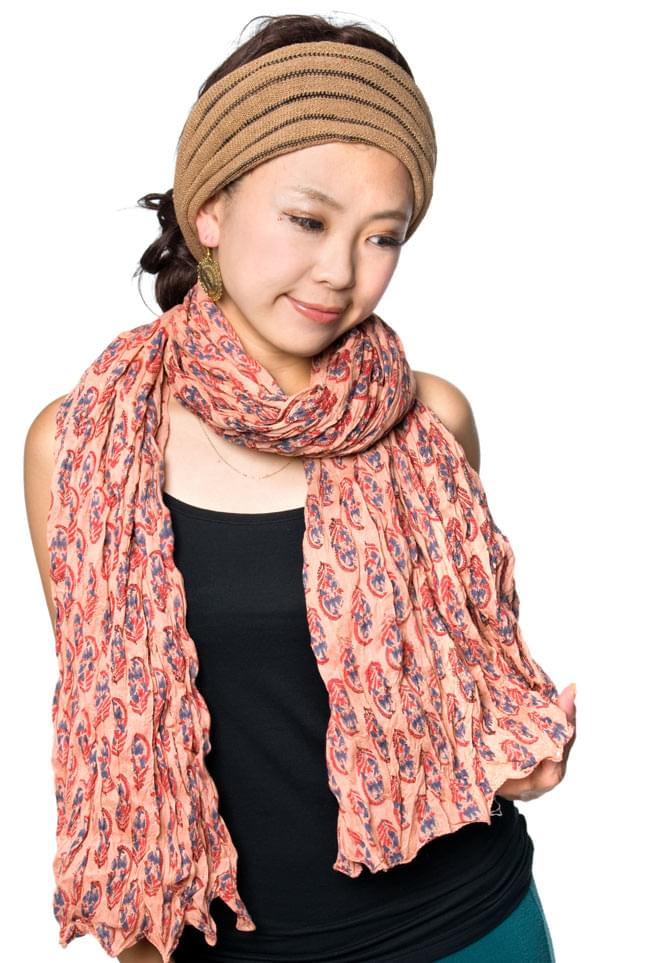 (ウッドブロック)インドのクリンクルストール - グレー 7 - 大きさも十分なので、色んな巻き方で使えるのも魅力です。