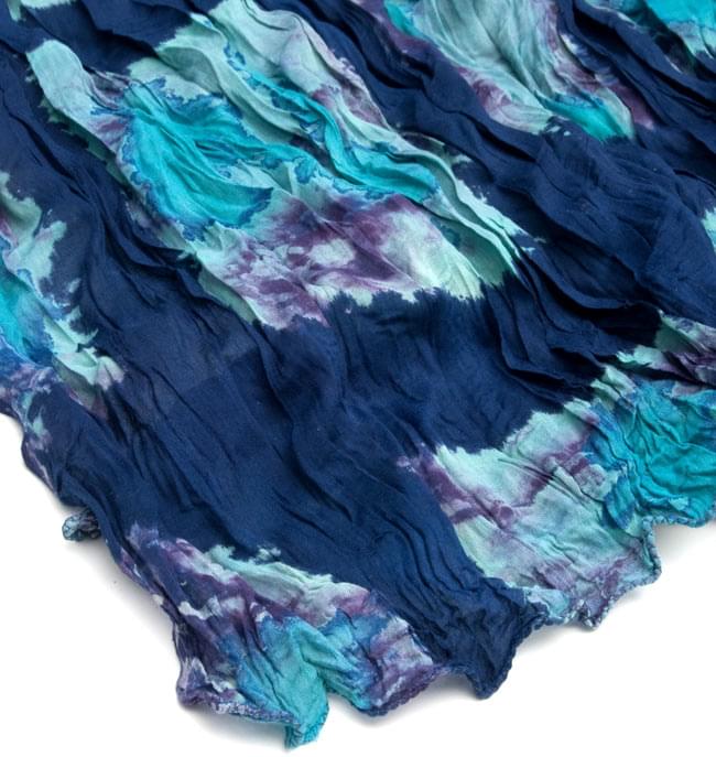 (タイダイ) インドのクリンクルストール - 紺×水色 3 - 端の部分はこのようになっております