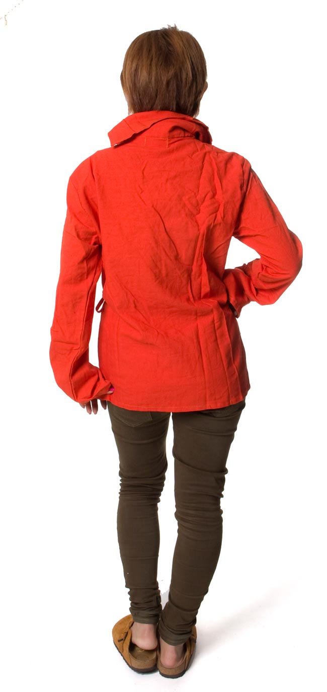 ウッドボタンのカシュクールジャケット 【オレンジ】 4 - 後ろ姿はこんな感じです。