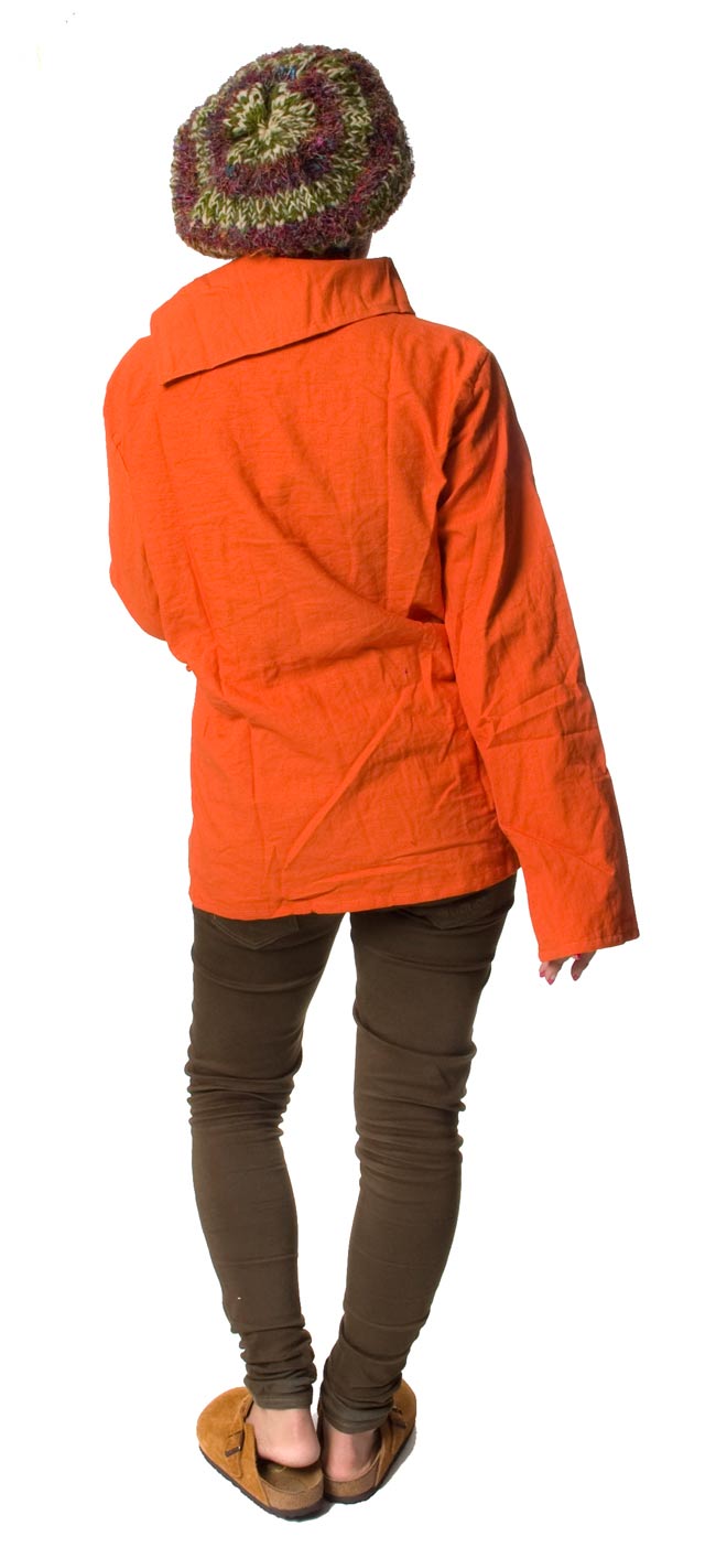 ウッドボタンのカシュクールジャケット 【ライトオレンジ】 4 - 後ろ姿はこんな感じです。