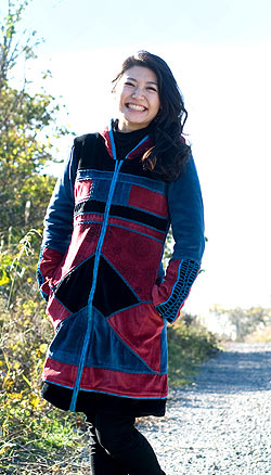 ベルベット生地のパッチワーク・トライバルコート - サブ3