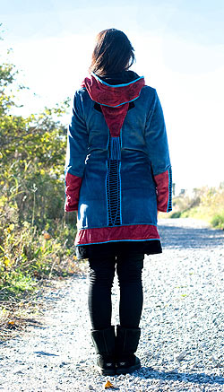 ベルベット生地のパッチワーク・トライバルコート - サブ5