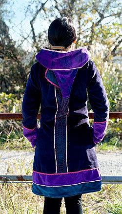 ベルベット生地のパッチワーク・トライバルコート - サブ4