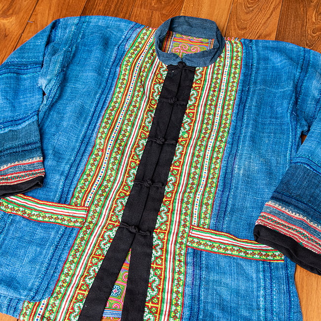 【一点物】黒モン族の藍染刺繍ジャケット 3 - 拡大写真です