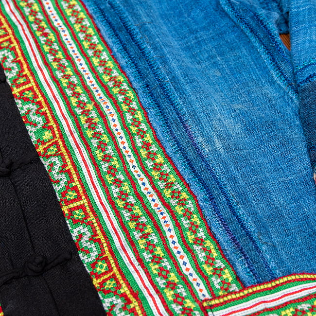 【一点物】黒モン族の藍染刺繍ジャケット 6 - 拡大写真です
