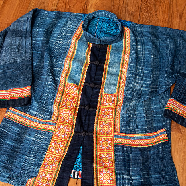 【一点物】黒モン族の藍染刺繍ジャケット 3 - 拡大写真です