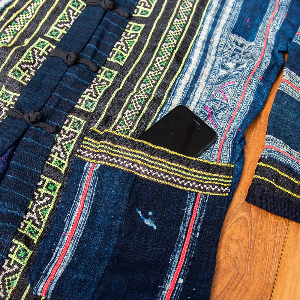 一点物】黒モン族の藍染刺繍ジャケット の通販[送料無料