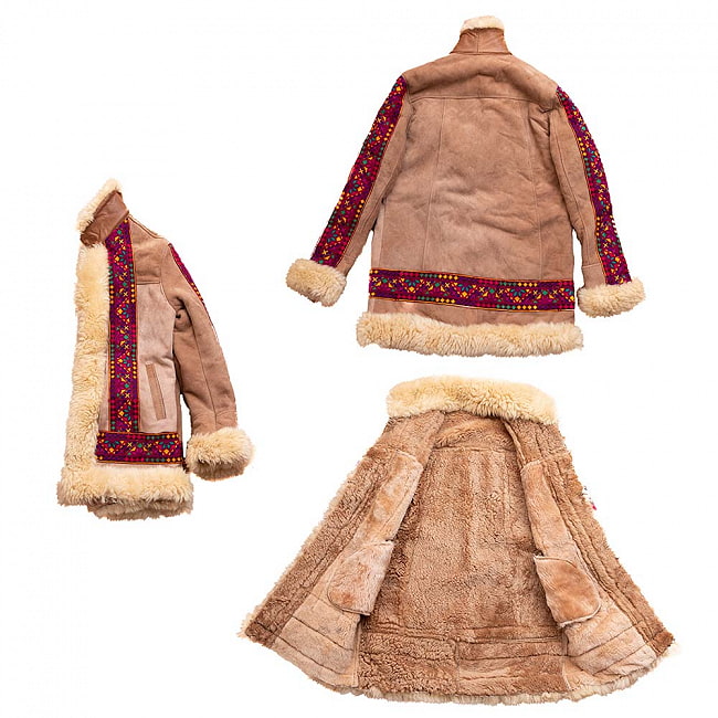 【1点もの】　パシュトゥーン人のムートンコート　羊毛100％ 4 - 各方向からみてみました　かなり暖かいです