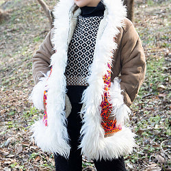 【1点もの】　パシュトゥーン人のムートンコート　フード付き　羊毛100％ - サブ4