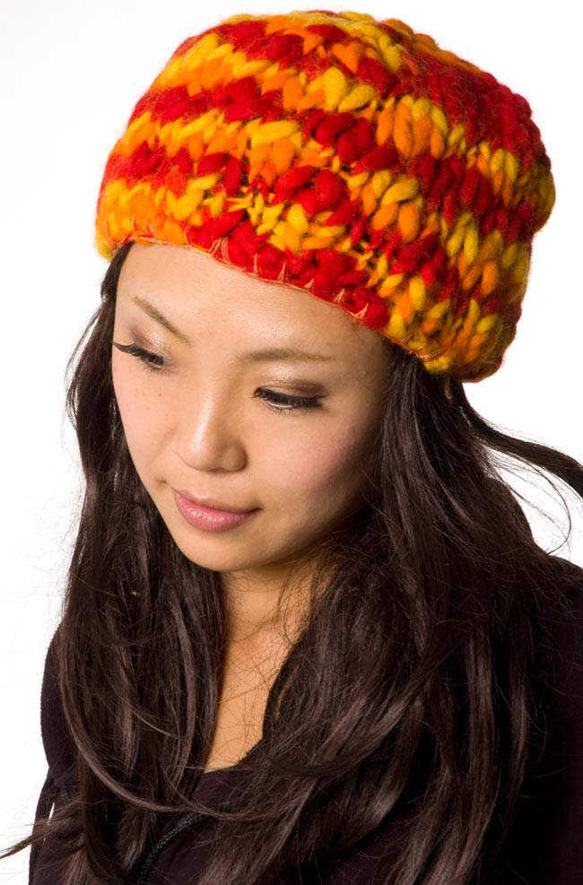 もこもこニット帽-フリース付き 暖色ミックス の通販 - TIRAKITA.COM