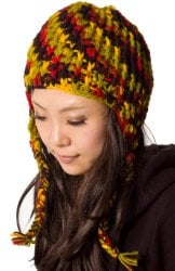 耳あて付きウールン・ニット帽　ラスタの商品写真