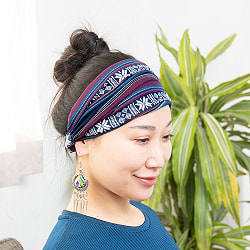 ターイ族の手作りカラフルヘアバンド【1点アソート】 - サブ4