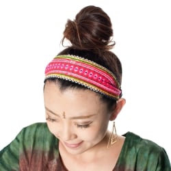 モン族の手作りカラフル刺繍ヘアバンド【1点アソート】 - サブ2