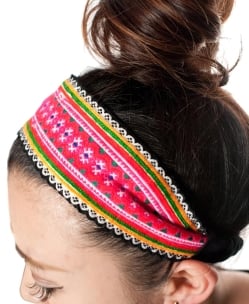 モン族の手作りカラフル刺繍ヘアバンド【1点アソート】 - サブ3