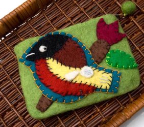 フェルトの鳥さんポーチ 【グリーン】の商品写真