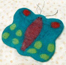 フェルトのアニマルポーチ　ちょうちょ-ブルーの商品写真