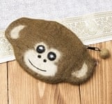 フェルトのアニマルポーチ　さる