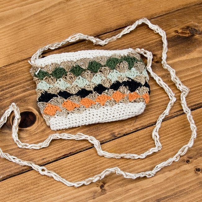 ヘンプとコットンのショルダーポーチの写真ショルダーポーチ,バッグ,小物 ポーチ,エスニック 財布,タバコケース,ヘンプ,