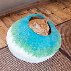 ネパールフェルトの猫ちぐら しっかりめ丸形タイプ　キャットハウス - サブ4
