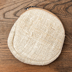 【直径14cm】少し大きめ ヘンプのミニポーチ 丸形 - サブ2