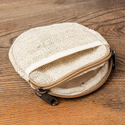 【直径14cm】少し大きめ ヘンプのミニポーチ 丸形 - サブ3