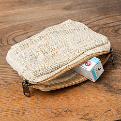 【13cm x 16cm】少し大きめ ヘンプのミニポーチ 四角 - サブ3