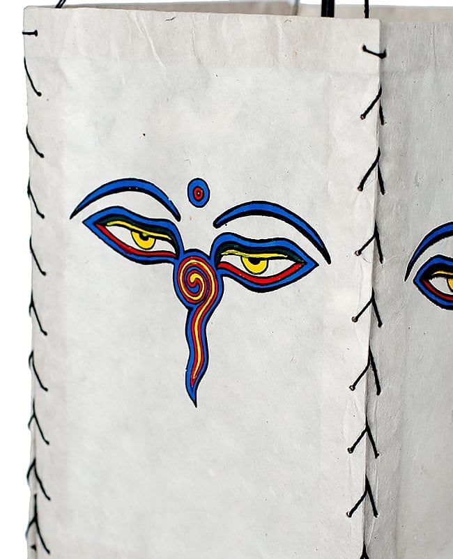 ロクタ紙ブッダアイ柄ランプシェード（4面タイプ） 6 - 細部の様子です。