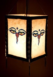 [大感謝祭セール]ロクタ紙ブッダアイ柄ランプシェード（4面タイプ）