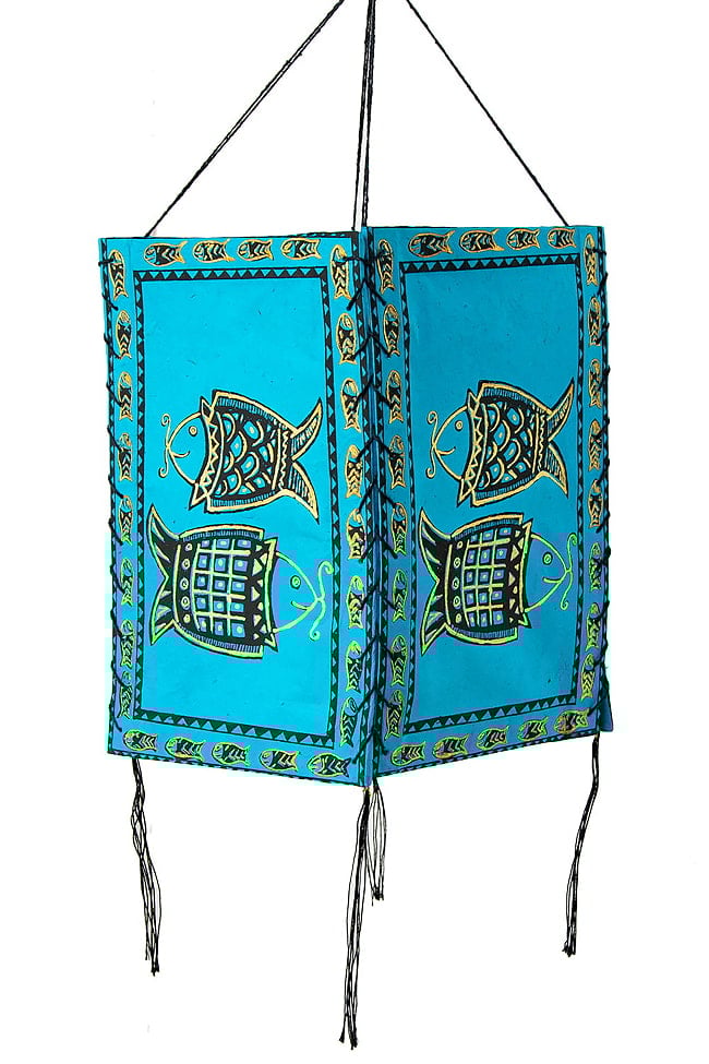 ロクタ紙ランプシェード（4面タイプ）-フィッシュ 3 - 明るいところで見てみました。