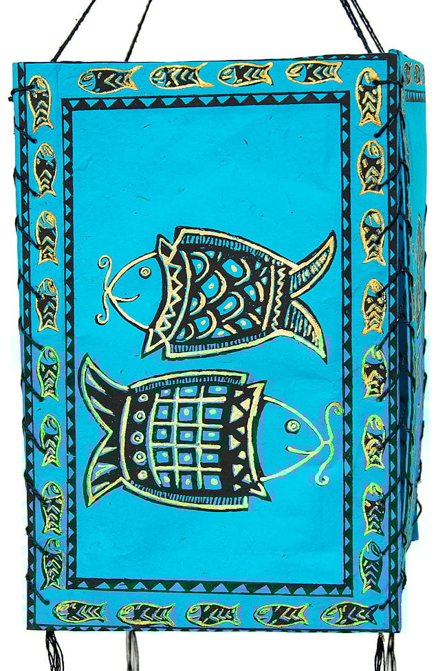 ロクタ紙ランプシェード（4面タイプ）-フィッシュ 4 - ほっこりと味わいがありますね。