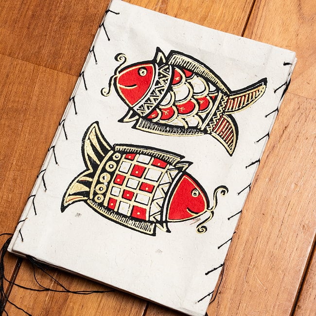 ロクタ紙ランプシェード（4面タイプ）-フィッシュ 6 - 1：白