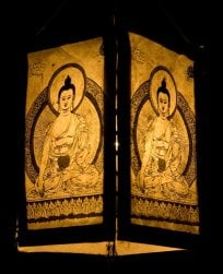 [大感謝祭セール]ロクタ紙ランプシェード【ブッダ】（4面タイプ）