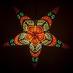 [インド品質]〔インドクオリティ〕星型ランプシェード - 幾何学・イエローの商品写真