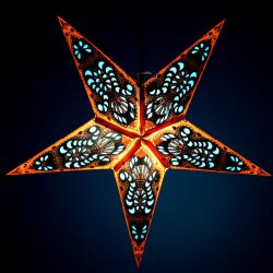 〔インドクオリティ〕星型ランプシェード - オレンジ×青の商品写真