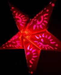 〔インドクオリティ〕星型ランプシェード - 赤×黄×ピンク×紫の商品写真