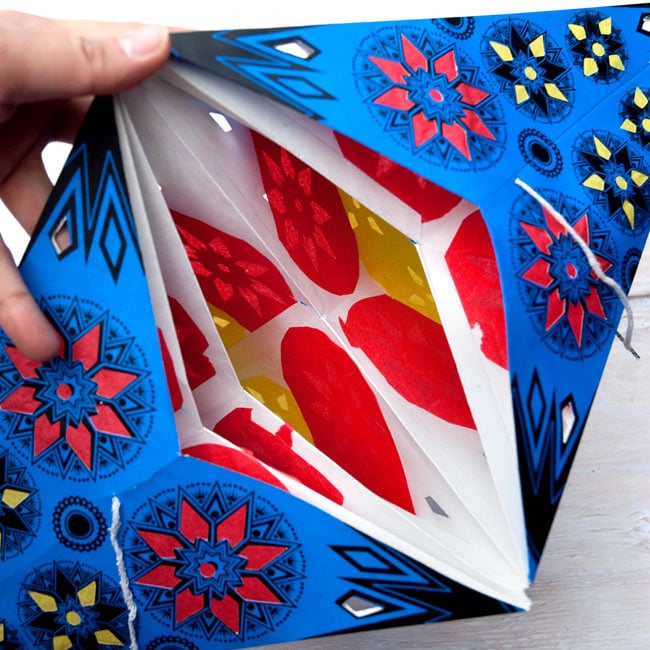 〔インドクオリティ〕星型ランプシェード - オレンジ 8 - 中はこのようになっております。